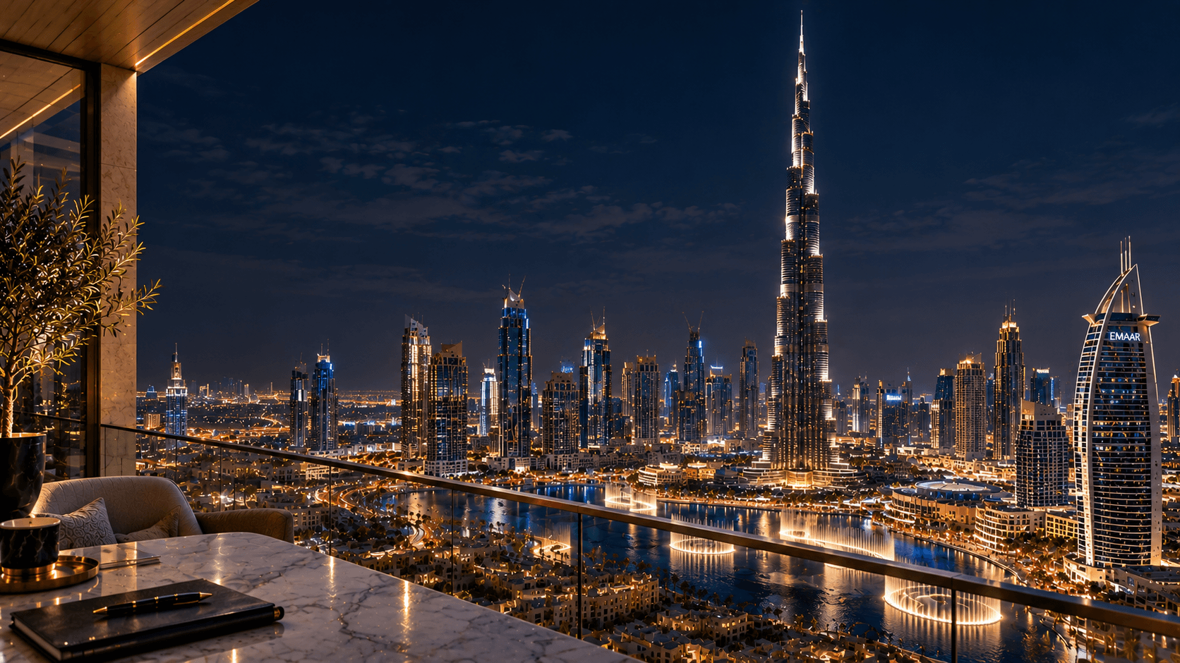 Dubai Skyline Night Luxury View
