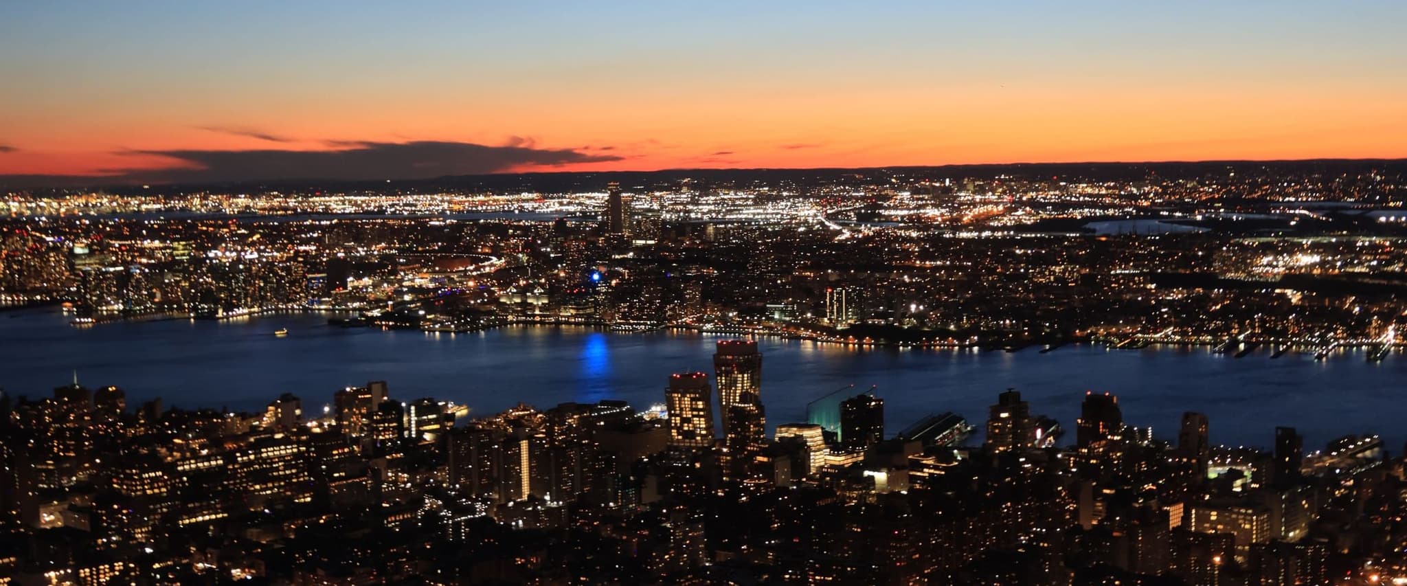 New York City skyline at dusk